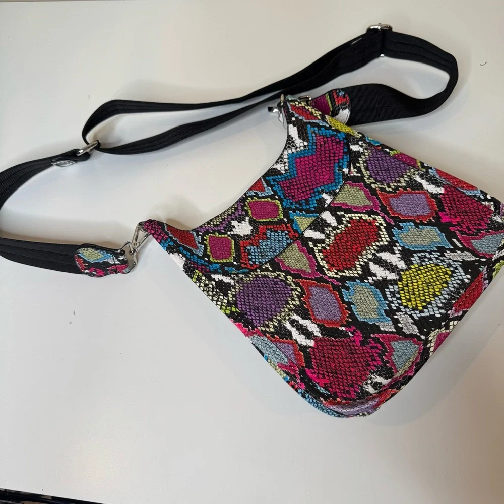 Ahdorned Mini Vegan Leather Messenger Crossbody Bag Multi Reptile Pattern - Picture 2 of 11
